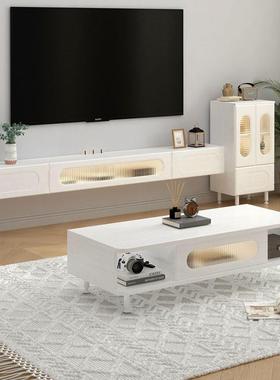 客厅小户型壁挂电电悬E3Fec6k6视柜木悬空视柜茶实几组合白色浮收