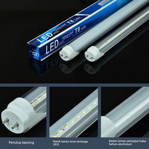 LED铝塑灯管t8日光灯单双端通电1.2米18W1.5米48W一体化灯架全套
