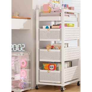 瑞典宜氏家居碳钢书包置物架可移动小推车书本杂物收纳架带滑轮