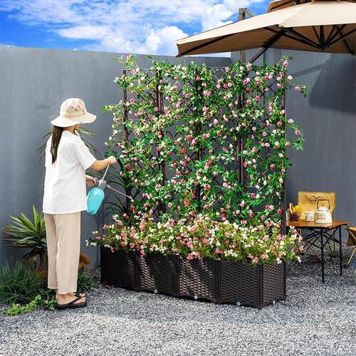 户外种植箱爬藤架种菜箱蔬菜阳台花箱带篱笆栅栏葡萄黄瓜攀爬支架