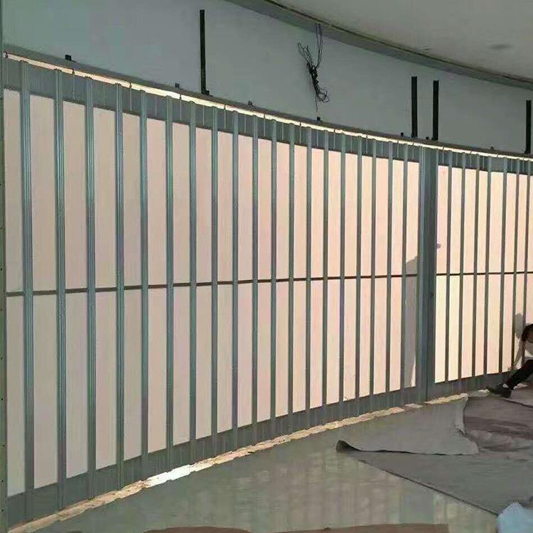 零售4S店透视门折叠门商铺不锈钢白钢工字片管连接升降电动门