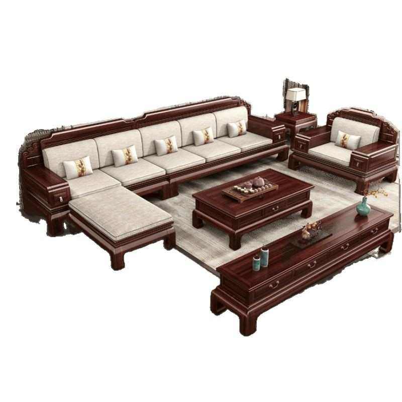 新中式乌金木客厅全实木沙发冬夏两用转角组合储物仿古典红木家具,住宅家具,实木沙发,淘宝优惠券,粉丝福利购,淘宝优惠卷