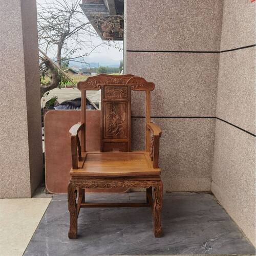 红木家具鸡翅木雕花官帽椅皇宫圈椅茶椅餐椅办公椅中式实木太师椅