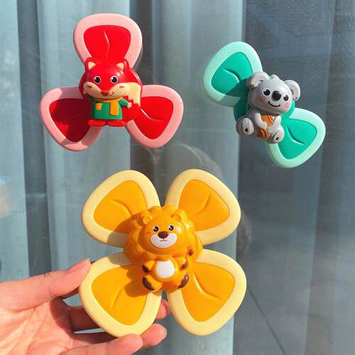 3PcsFidget Suction Cup Spinner Toy For Baby 1 2 Year Cartoon