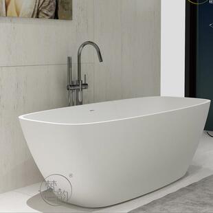 家用小户型成人一体人造石浴缸1700 560mm椭圆水疗spa洗澡盆 730