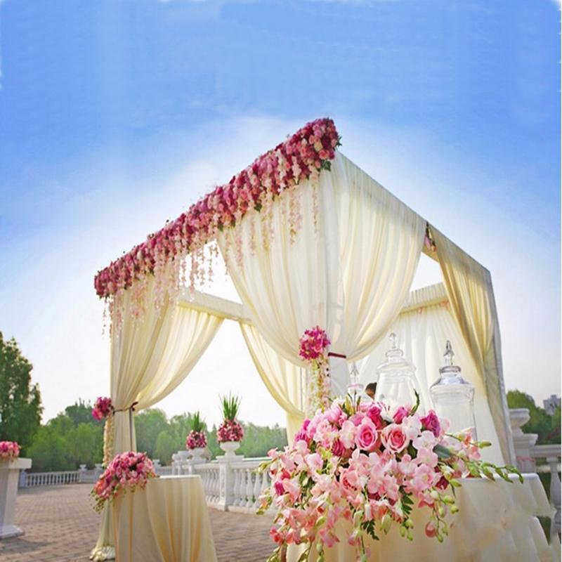 婚庆背景纱幔打底布四方仪式亭架子舞台布幔架冰绸背景立式纱幔架