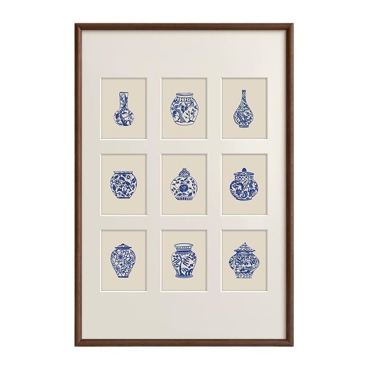 青花瓷·瓶安法式现代中国风客厅装饰画新中式餐厅玄关花瓶挂画