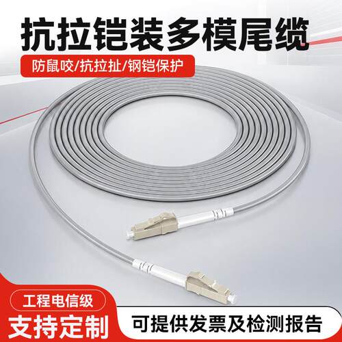 铠装多模尾纤LC-FC-SC-ST 3米5米10米20米60米单芯ST铠装光纤跳线