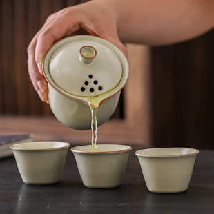 家用随身泡茶壶陶瓷户外旅游简易便携式 汝窑旅行功夫茶具小套装 包