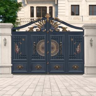 铝合金庭院大门农村自建房电动户外别墅双门铝艺花园入户院子门