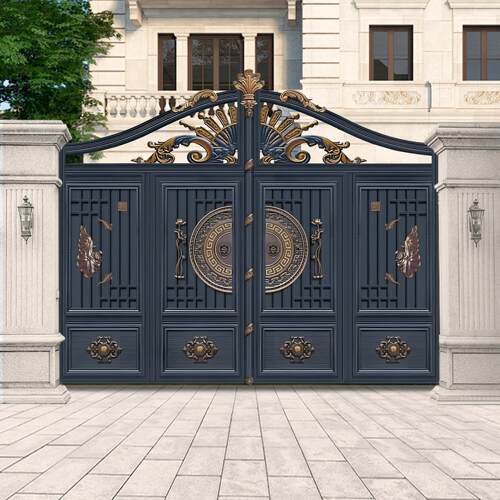 铝合金庭院大门农村自建房电动户外别墅双门铝艺花园入户院子门