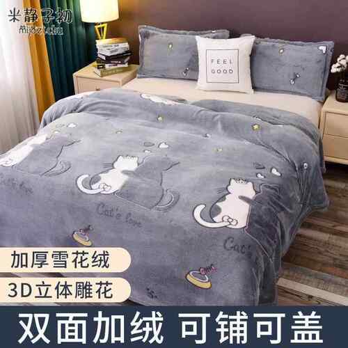 床单冬季加绒珊瑚绒床单单件宿舍1米2双面绒保暖单人加厚被单毯子
