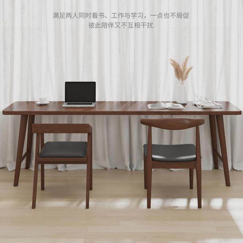 双人全实木书桌电脑桌靠墙靠窗桌窄桌桌子办公桌家用写字台长条桌