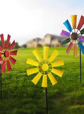 欧式户外铁艺风车花园庭院装饰摆件插土地插阳台网红小院造景布置