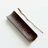 昌朴居 胡桃木手工茶则2件套功夫茶具茶道配件茶巾托茶勺醒茶荷