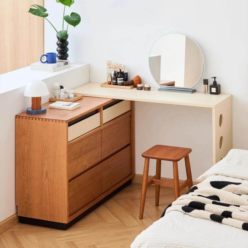 实木梳妆台家用小户型化妆桌床尾斗柜一体卧室收纳储物柜