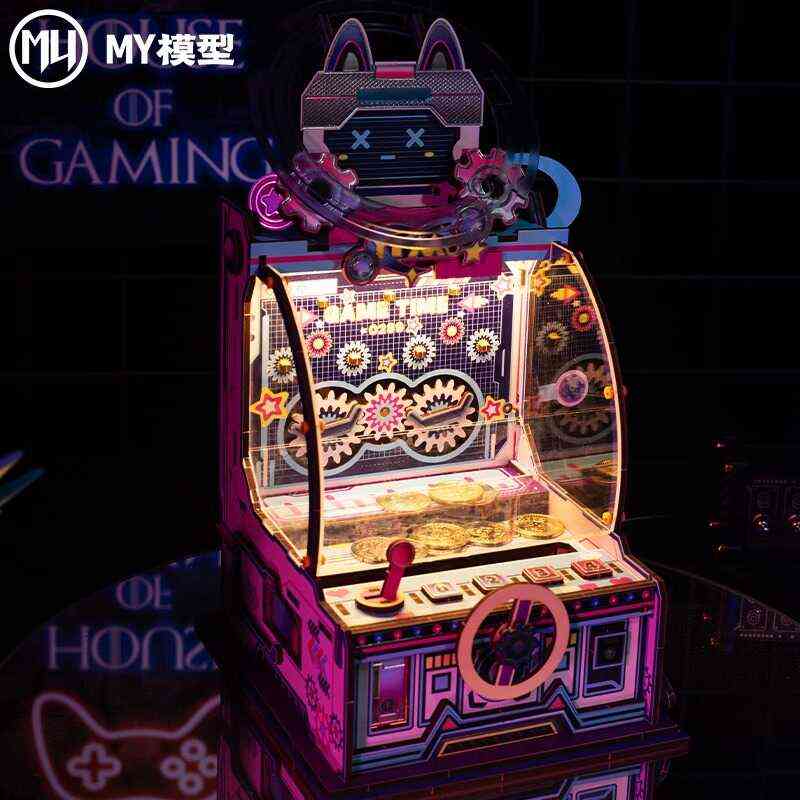 MY艺模模玩推币机可动木质拼装玩具3D立体拼图成人手工礼物摆件