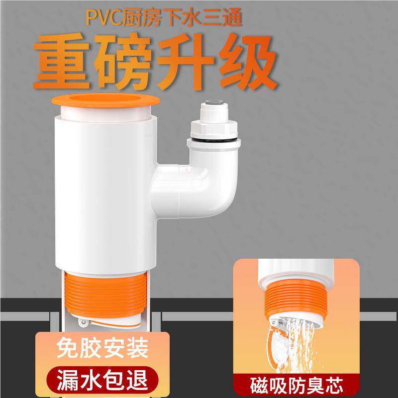 厨房合水27344槽下水管洗水菜盆净水器衣机排水分洗器二一接头三