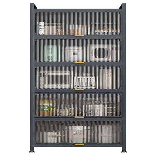 厨房置物架带柜门落地多层多功能橱柜微波炉烤箱电器置物储物碗柜