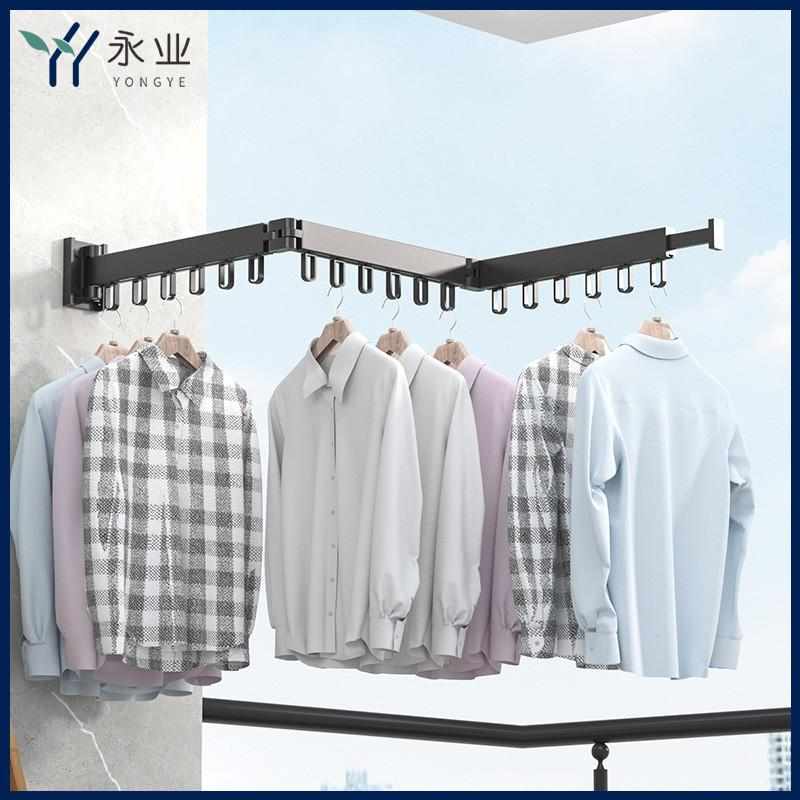 阳台晾衣架 隐形折叠免打孔晾衣杆单杆式晾衣架晾晒架折叠衣架