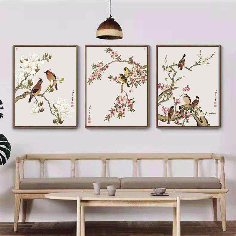 T5J新中式墙面装饰客厅装饰画中式挂画国画三联画餐厅书房沙发墙
