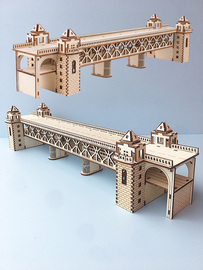 木制手工3d立体建筑，模型拼装武汉长江大桥拼图儿童成人益智玩具