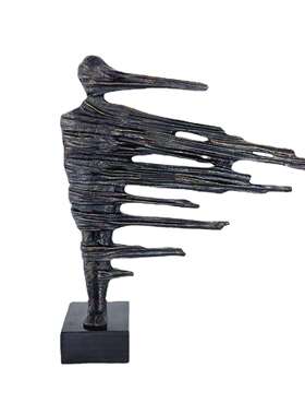 北欧现代黑色金属人像摆件雕塑样板房售楼处软装家居饰品