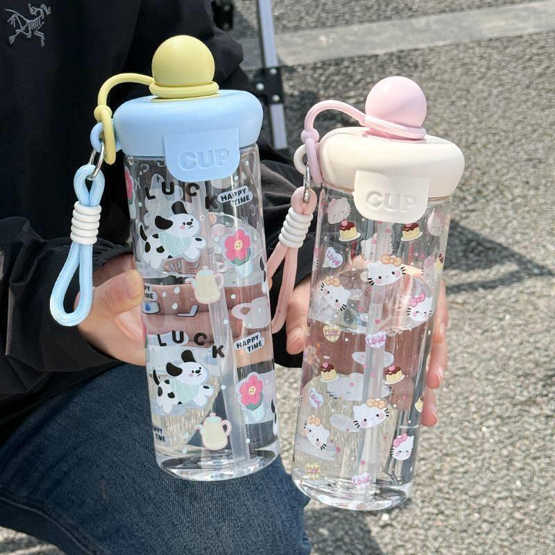 浮球大容量水杯女生高颜值可爱新款学生杯子可爱便携式吸管杯夏天