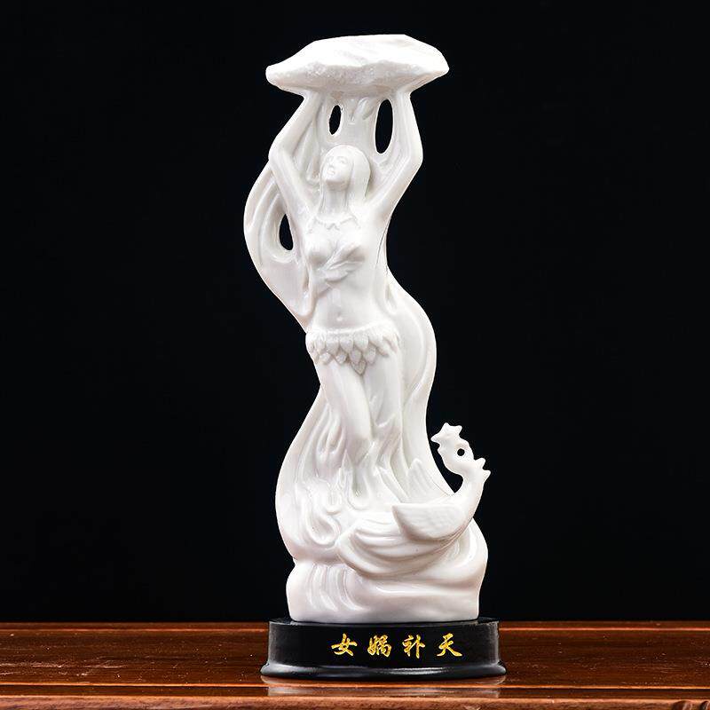 补天女娲娘娘神像 德化白瓷上古正神 陶瓷创世女神娲大地之母摆件
