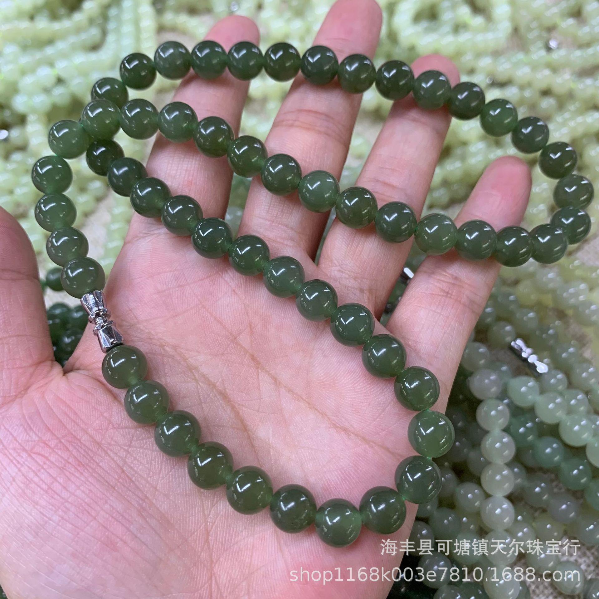 和田玉碧玉青海料项链 妈妈链佛珠DIY小配件散珠手链玉石饰品