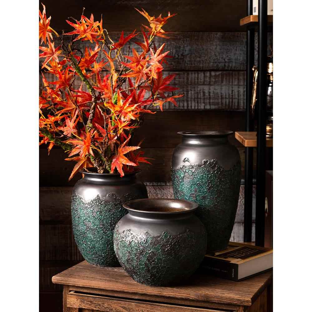 粗陶陶瓷干 干燥花花瓶陶罐装饰大号摆件覆古家居客厅包邮水培插