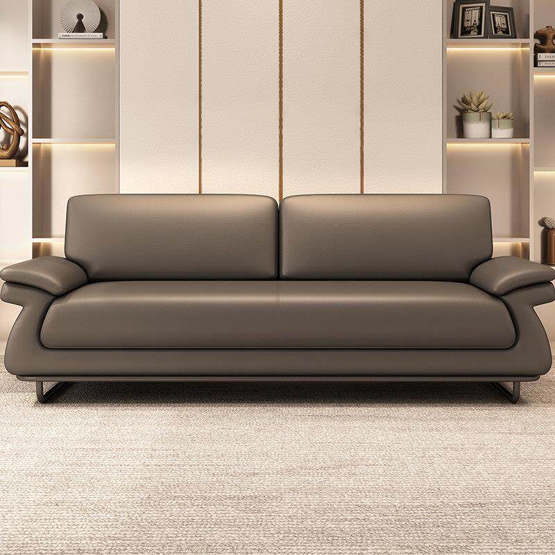 办公室真皮沙发现代简约会客商务接待室洽谈三人位茶几组合套