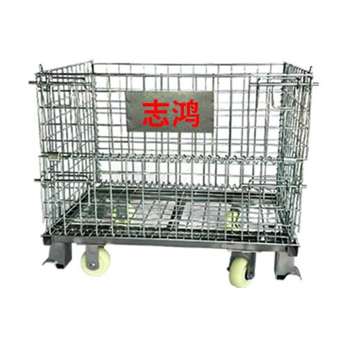 移动仓储笼库重型金属推车铁丝笼仓库笼金属丝网带轮款厂家定制