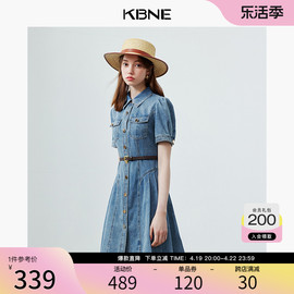 牛仔连衣裙女小众设计kbne2024夏季法式小个子收腰显瘦A字裙