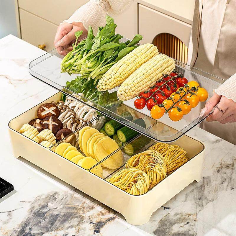 火锅配菜盘2025款厨房分格带沥水火锅放菜盘子家用托盘食材备菜盘,厨房/烹饪用具,抹布架/厨房清洁收纳架,淘宝优惠券,粉丝福利购,淘宝优惠卷