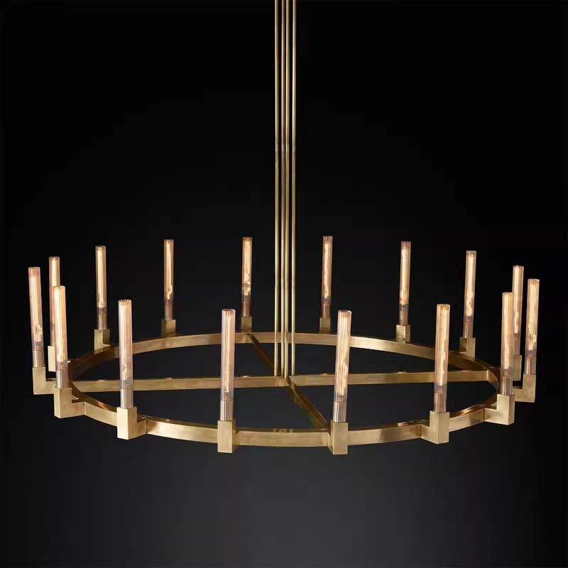 RH欧式后现代铜吊灯轻奢餐厅大气全铜灯美式轻奢别墅客厅全铜吊灯