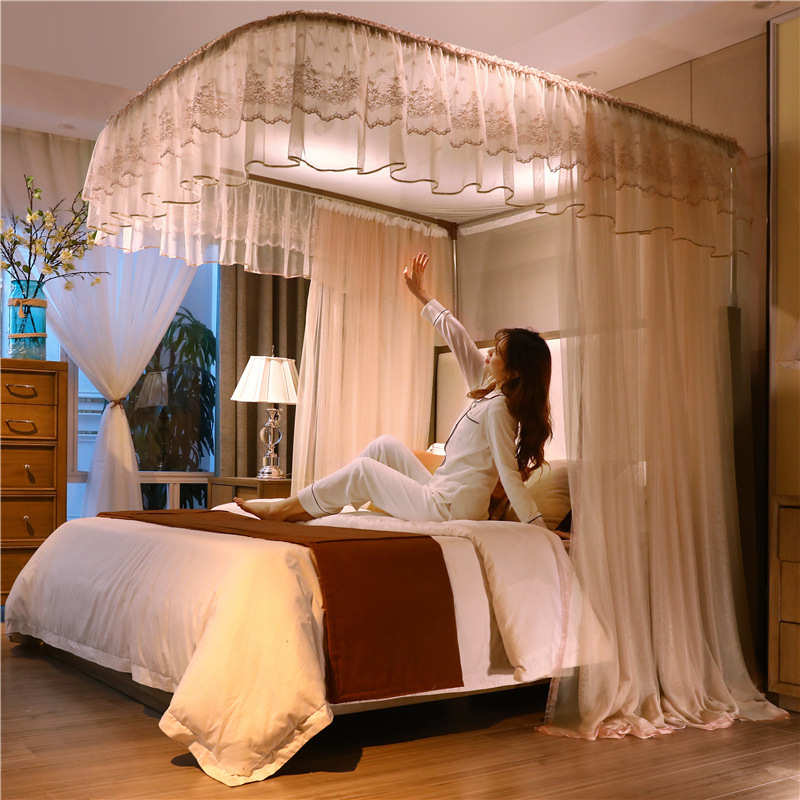 蚊落地宫廷式u家用款型轨道门导轨防三开升级版风夏季蚊帐公主