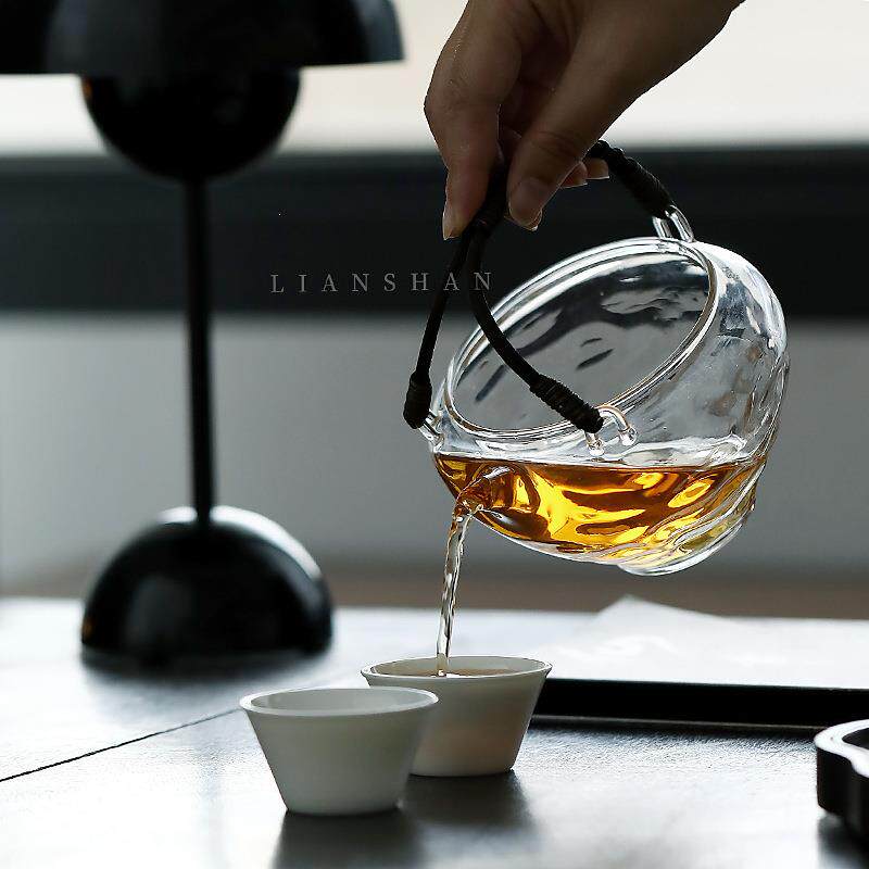 舒岚耐热玻璃手工藤编提梁泡茶碗家用中式复古冷泡茶壶公道杯匀杯