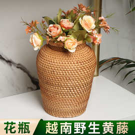 h661越南秋藤编插花瓶，小花瓶纯手工ins风，简约东南亚桌面干花瓶