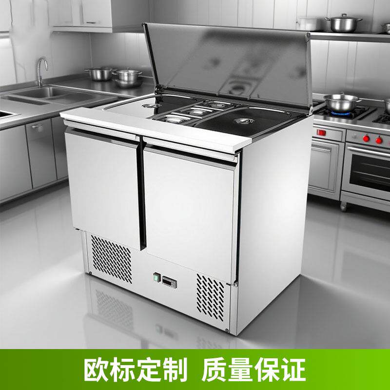 商用一体风冷保鲜工作台沙拉柜水果蔬菜奶茶点菜柜冷藏展示柜