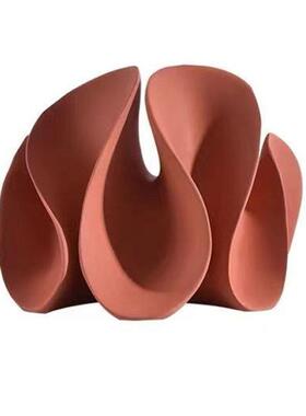 现代简约棕红色几何花瓣抽象摆件书样板房售楼处软装饰品摆设灯笼