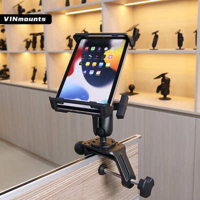 农机船舶设备工字夹支架带AMPS孔位桌面无损安装G字夹平板支架