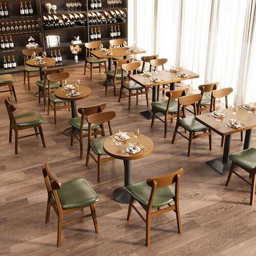 餐饮家具复古风餐桌椅酒吧清吧实木桌椅组合咖啡厅西餐厅实木卡座