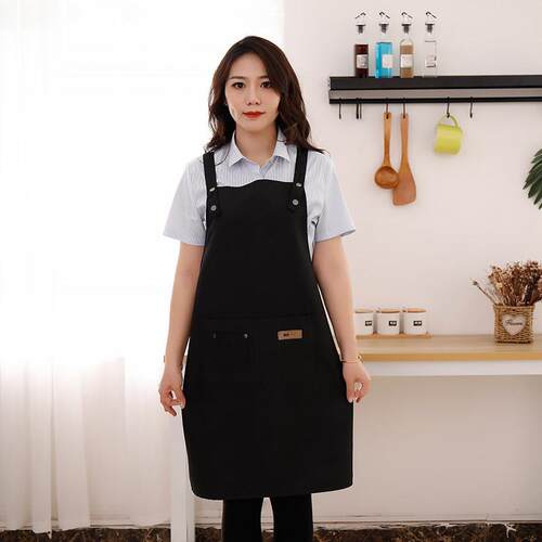 高档帆布围裙厨奶茶美时甲店定制logo印字韩版日系女家尚用房男工