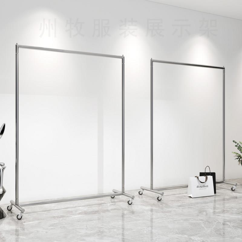服装店展示架落地式不锈钢买手店移动轮字挂衣架中岛架女装店货架