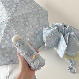 温柔风蓝色碎花伞三折防晒遮阳太阳伞五折晴雨两用广告伞定 制