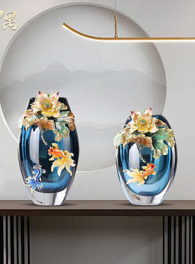 入户玄关玻璃花瓶摆件轻奢高级感酒柜客厅电视柜边几柜乔迁装饰品