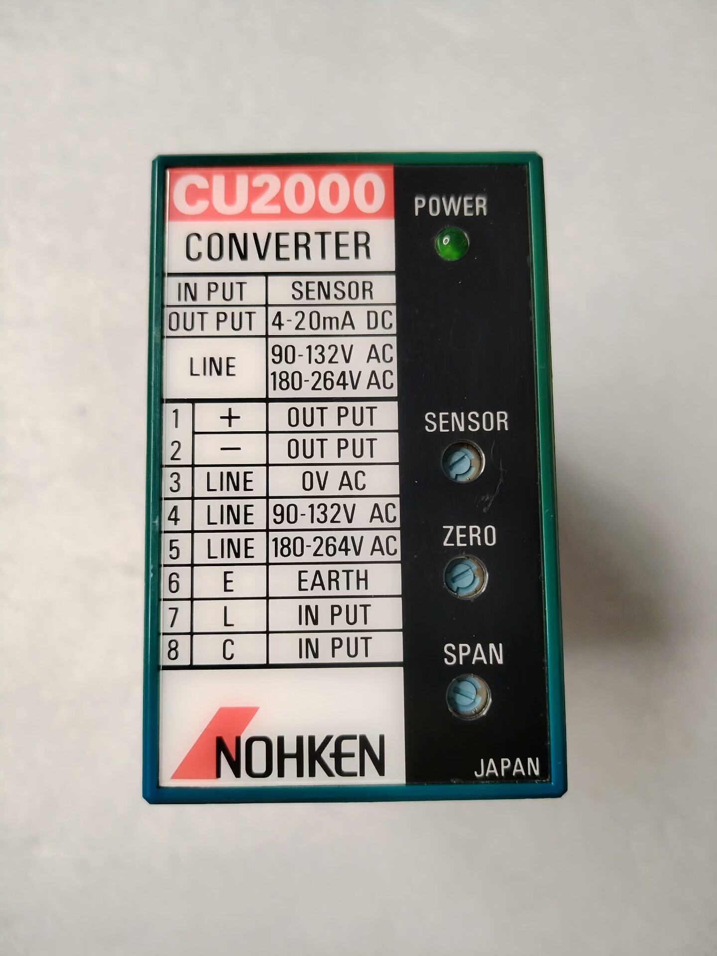 NOHKEN 能研 CU2000 变送器 输入4-20mA