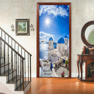 饰 卧室客厅现代装 创意海岸 墙贴 巨创货源PVC贴纸3D自粘门贴