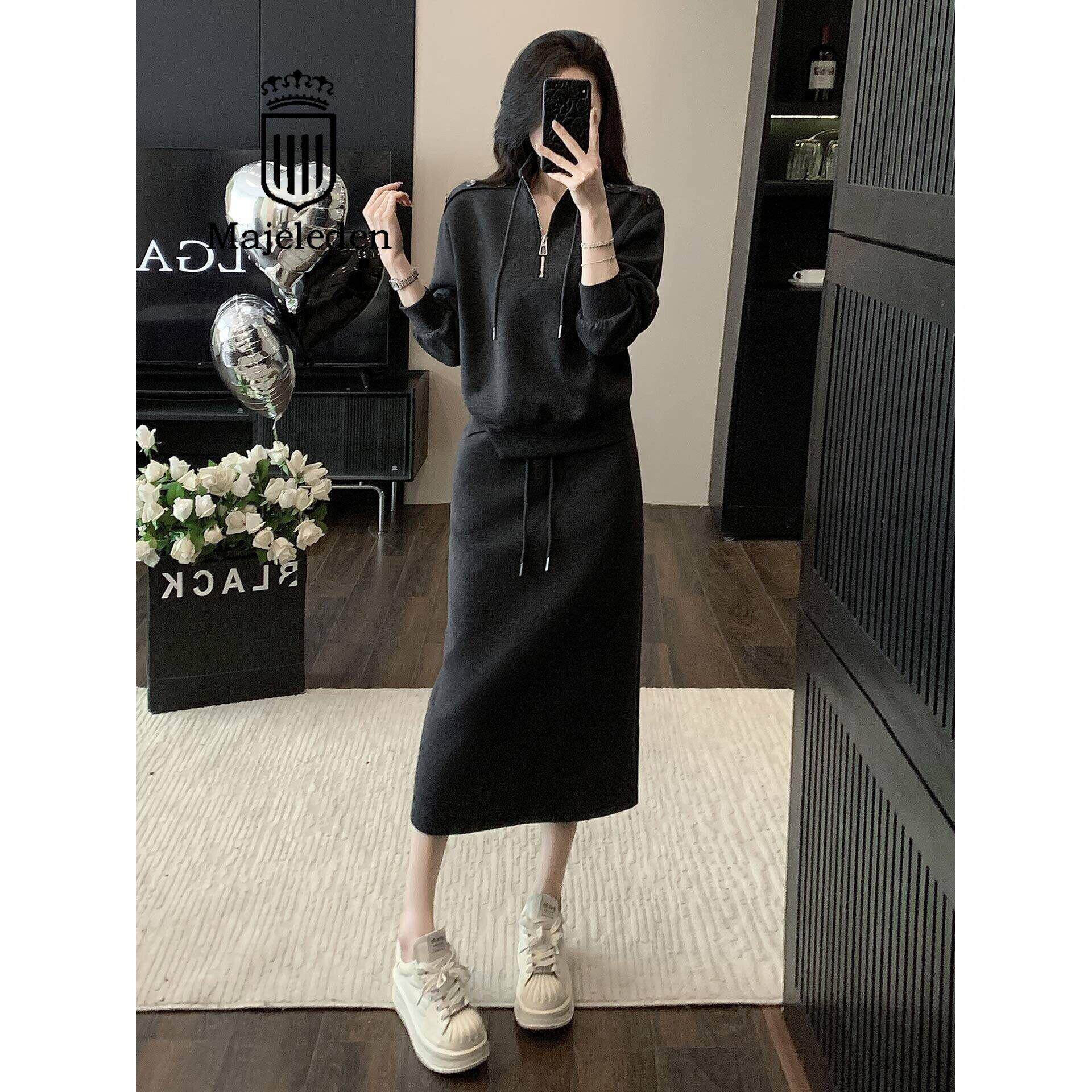 正品2026春秋新款高级感休闲运动套装女时尚减龄卫衣半身裙两件套